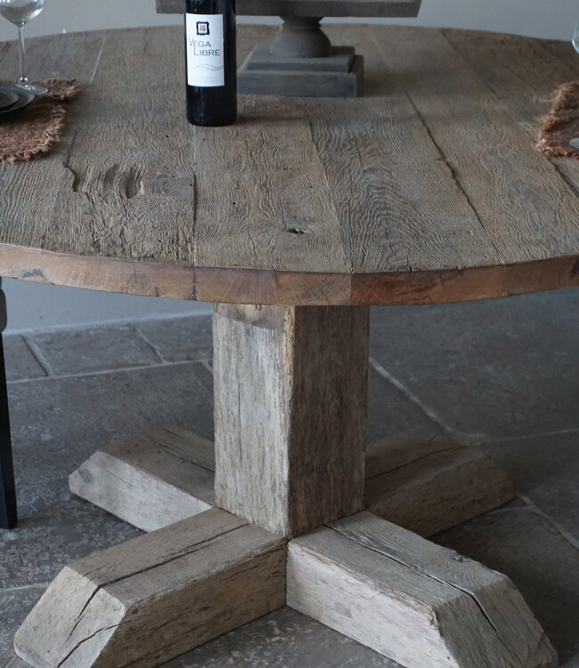 Rene Houtman Eetkamertafel Rond | Geborsteld Oud Eiken | Ø160 cm
