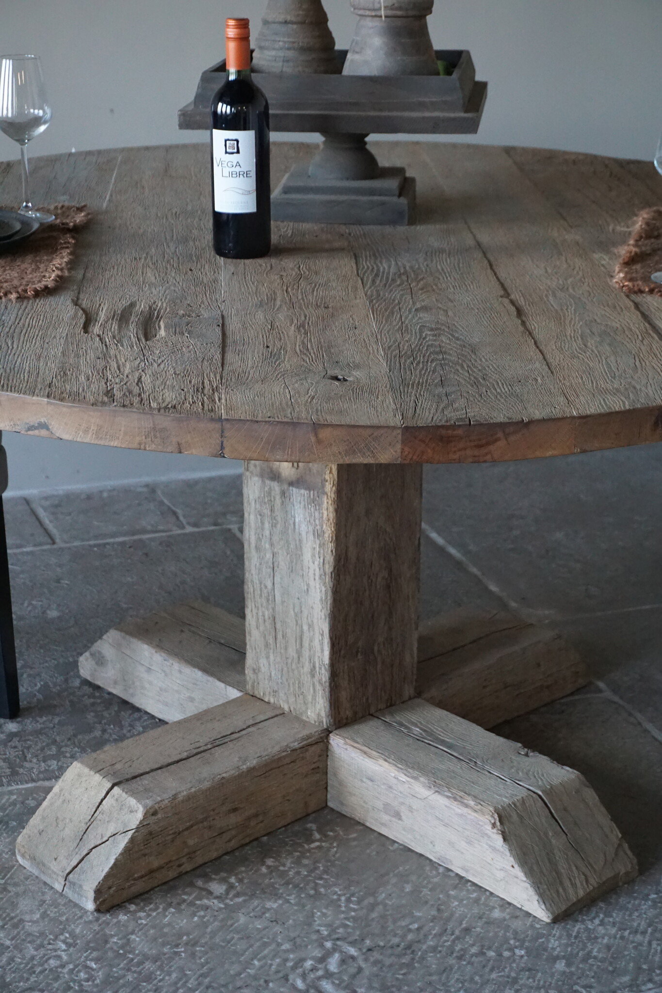 Rene Houtman Eetkamertafel Rond | Geborsteld Oud Eiken | Ø160 cm