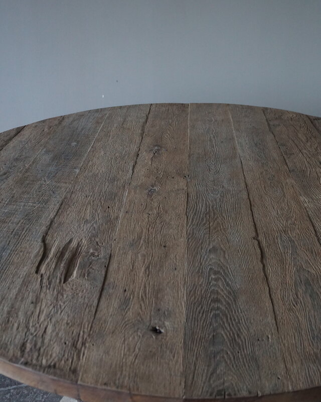 Rene Houtman Eetkamertafel Rond | Geborsteld Oud Eiken | Ø160 cm