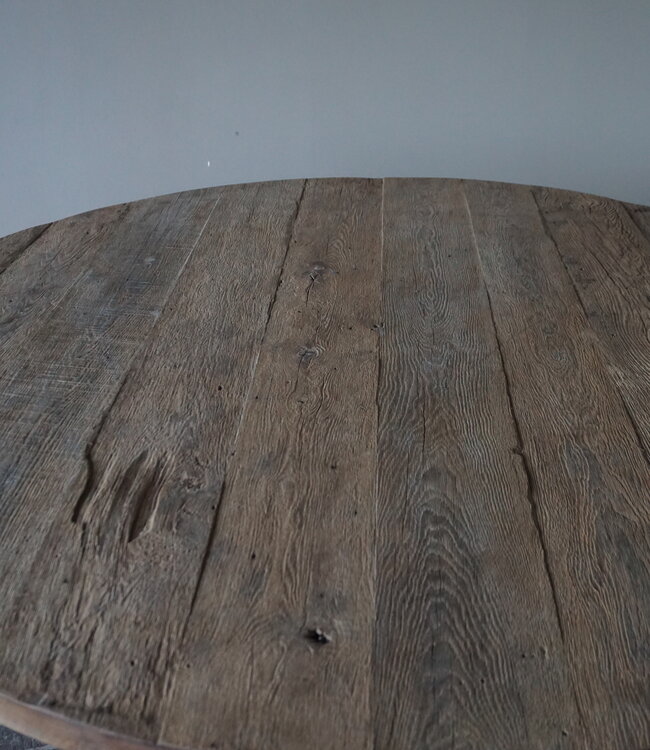 Rene Houtman Eetkamertafel Rond | Geborsteld Oud Eiken | Ø160 cm
