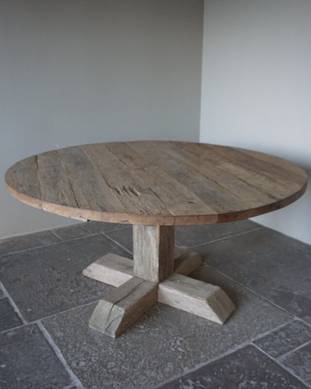 Rene Houtman Eetkamertafel Rond | Geborsteld Oud Eiken | Ø160 cm