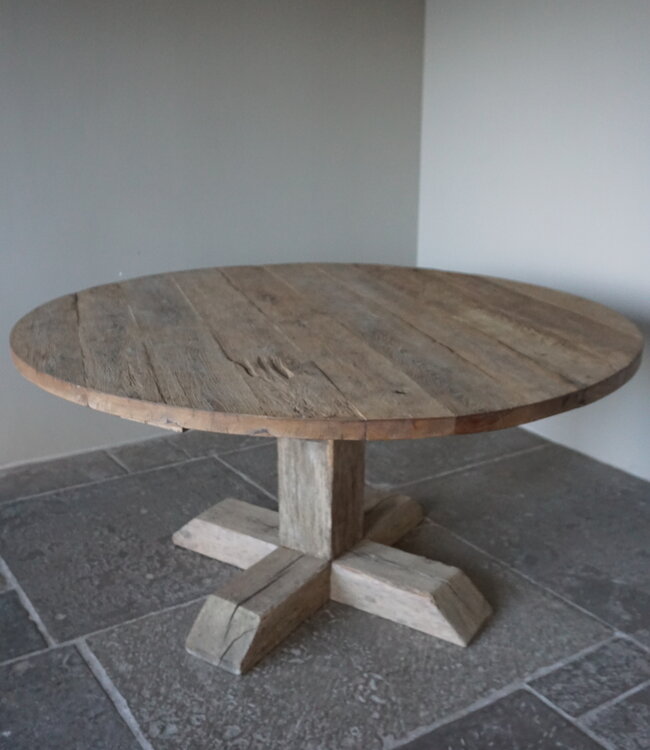Rene Houtman Eetkamertafel Rond | Geborsteld Oud Eiken | Ø160 cm