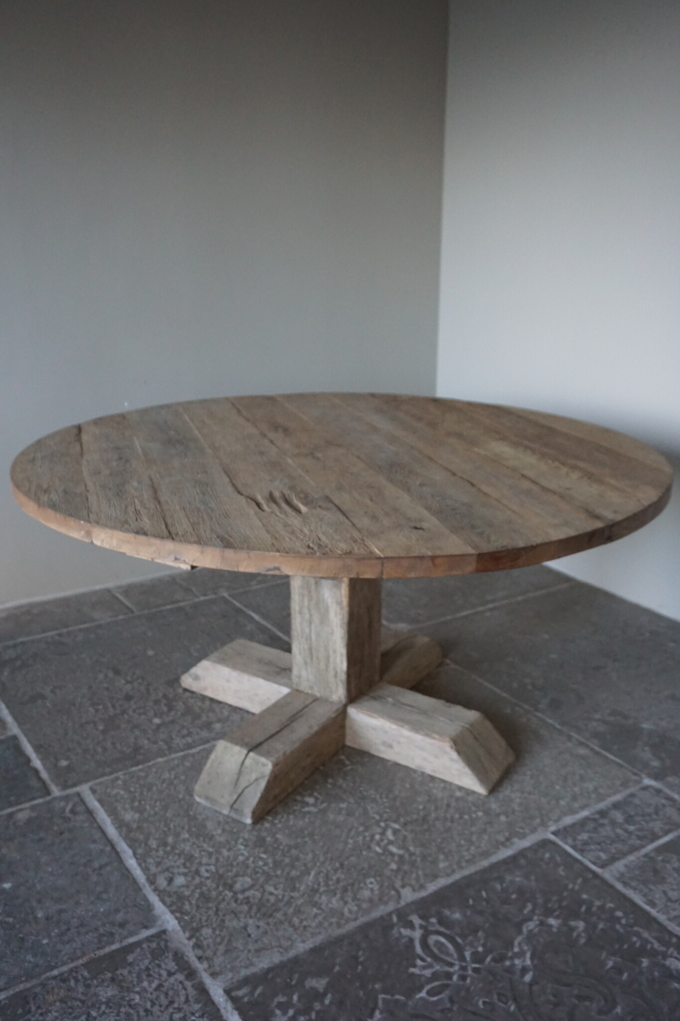 Rene Houtman Eetkamertafel Rond | Geborsteld Oud Eiken | Ø160 cm