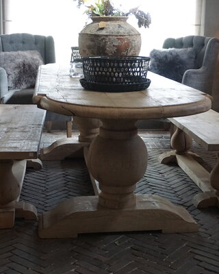 Rene Houtman Eettafel Bankje Oud Eikenhout | Bolpoot | B160 cm