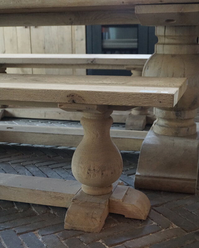 Rene Houtman Eettafel Bankje Oud Eikenhout | Bolpoot | B160 cm