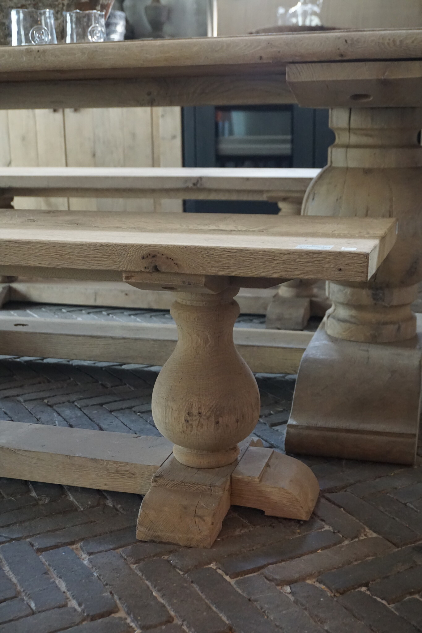 Rene Houtman Eettafel Bankje Oud Eikenhout | Bolpoot | B160 cm