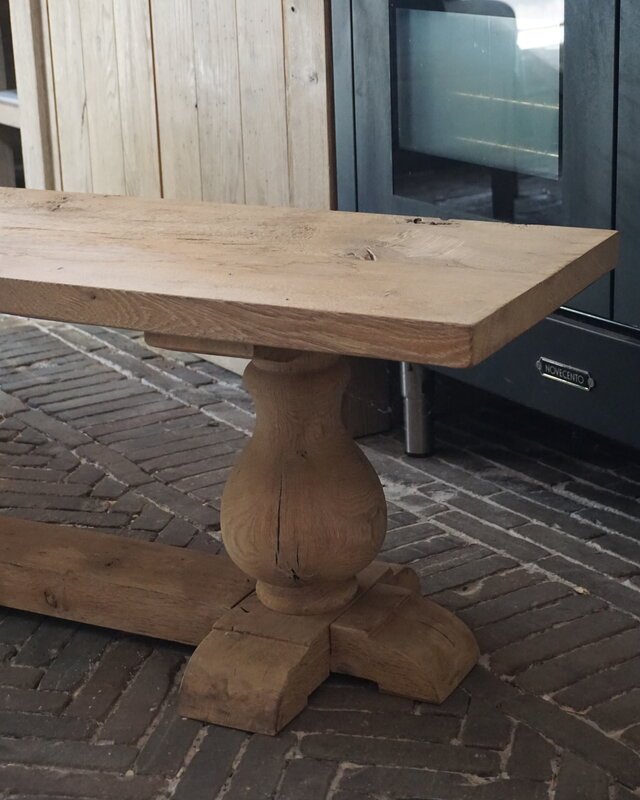 Rene Houtman Eettafel Bankje Oud Eikenhout | Bolpoot | B160 cm