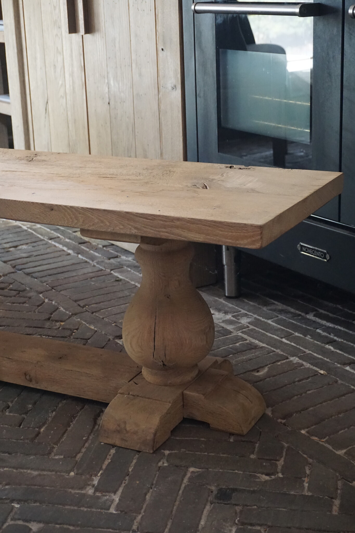Rene Houtman Eettafel Bankje Oud Eikenhout | Bolpoot | B160 cm