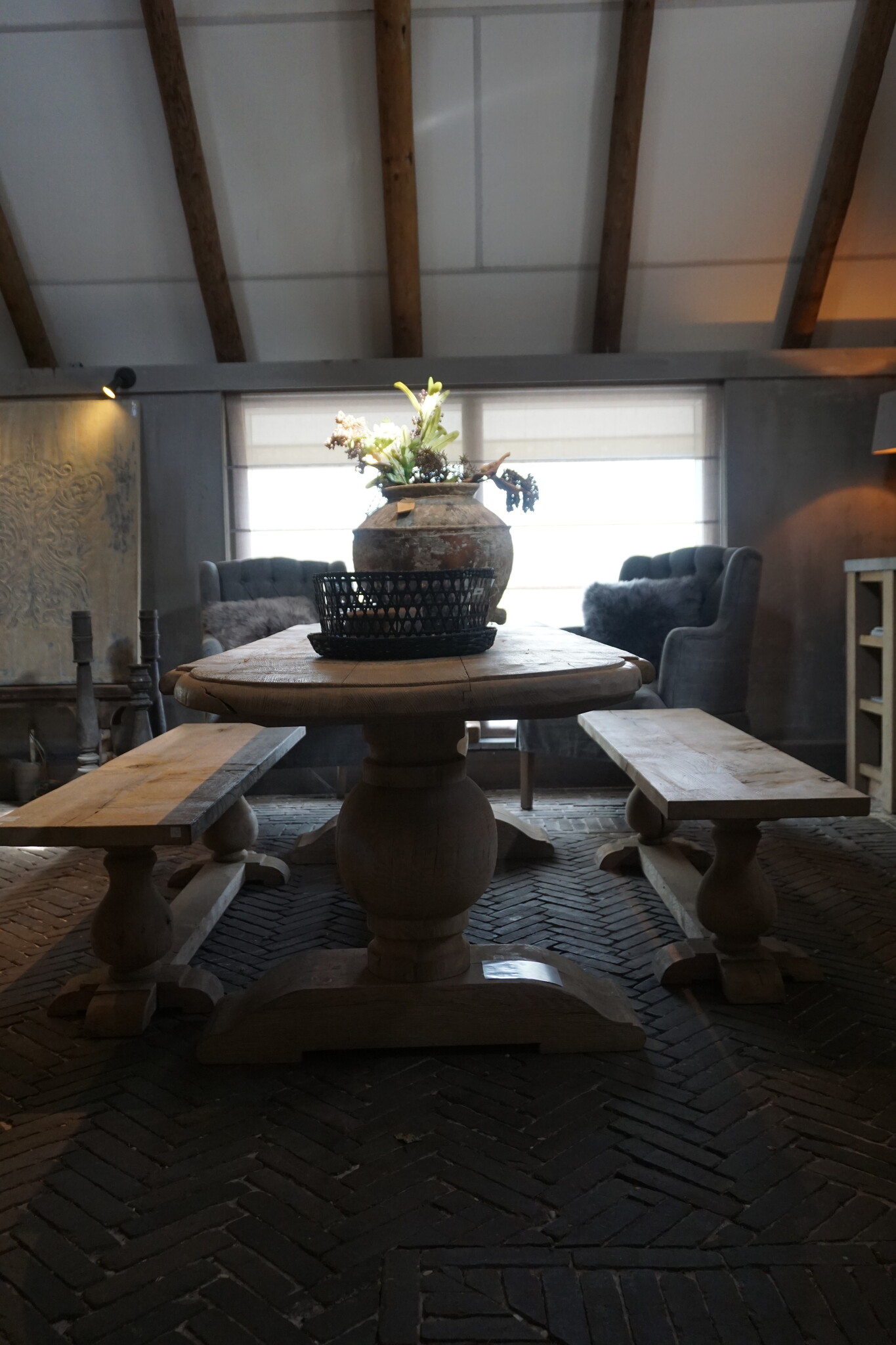 Rene Houtman Eettafel Bankje Oud Eikenhout | Bolpoot | B160 cm