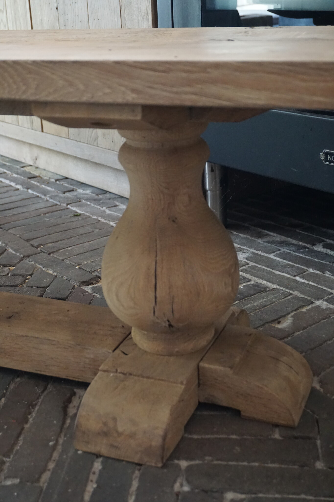 Rene Houtman Eettafel Bankje Oud Eikenhout | Bolpoot | B160 cm