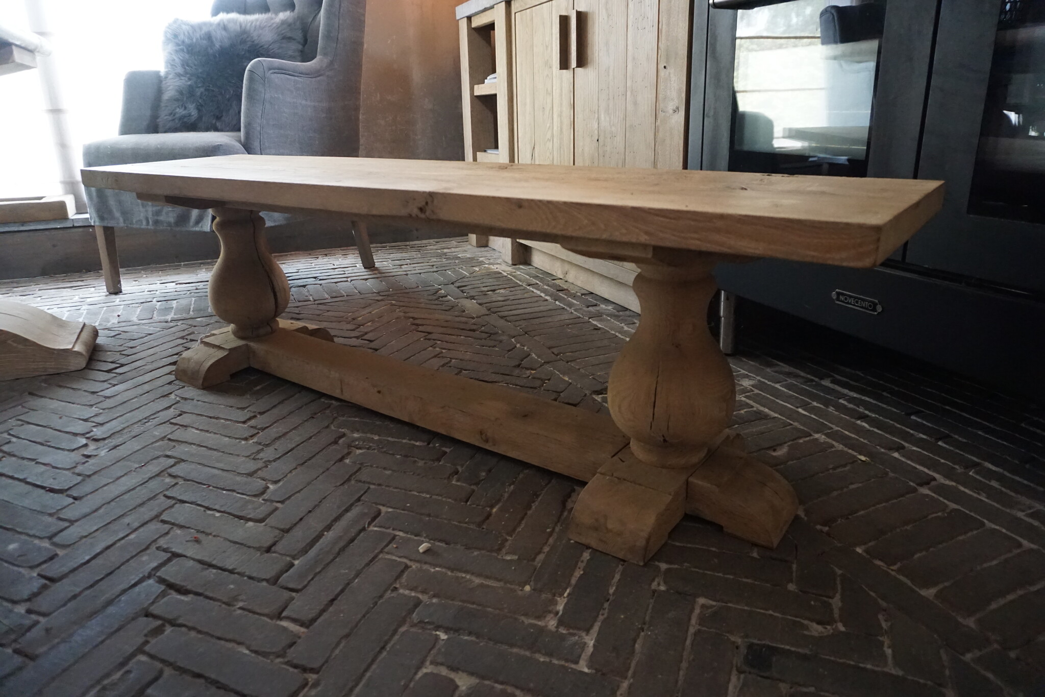 Rene Houtman Eettafel Bankje Oud Eikenhout | Bolpoot | B160 cm
