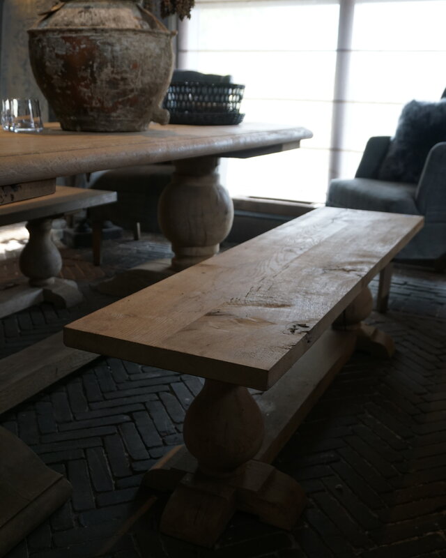 Rene Houtman Eettafel Bankje Oud Eikenhout | Bolpoot | B160 cm