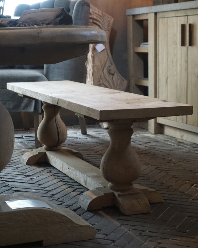 Rene Houtman Eettafel Bankje Oud Eikenhout | Bolpoot | B160 cm
