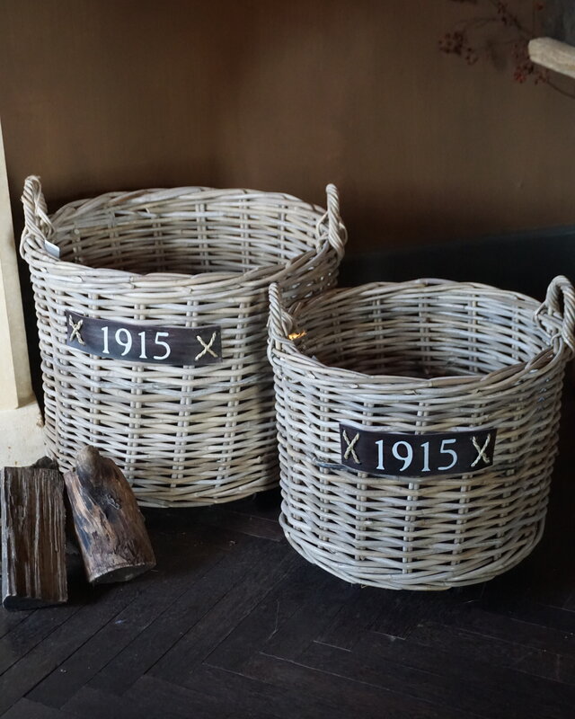 Rene Houtman Set Van 2 Haardmanden Rotan Grijs Met Wielen | Grey