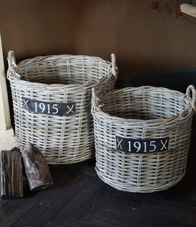 Rene Houtman Set Van 2 Haardmanden Rotan Grijs Met Wielen | Grey