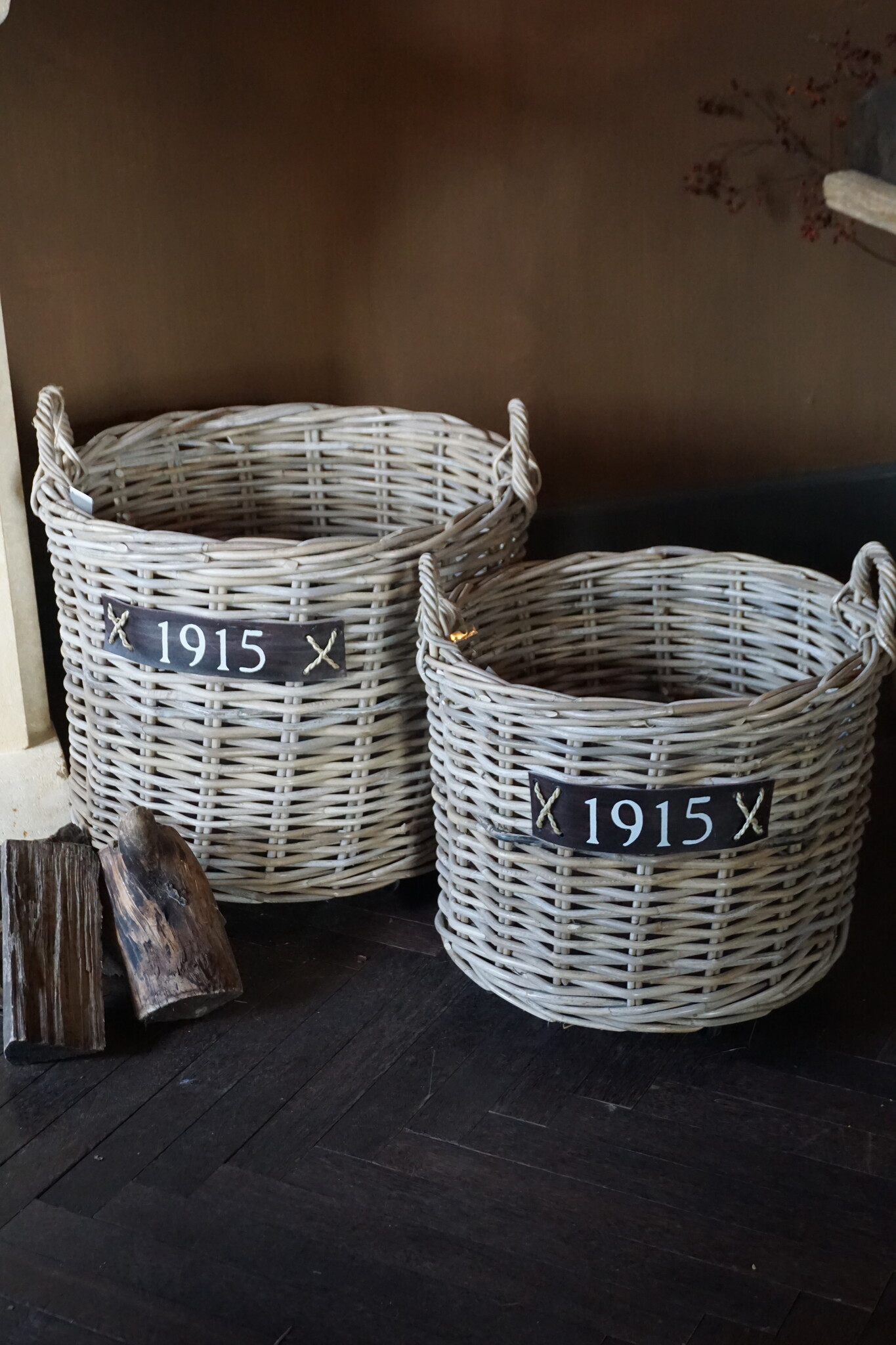 Rene Houtman Set Van 2 Haardmanden Rotan Grijs Met Wielen | Grey
