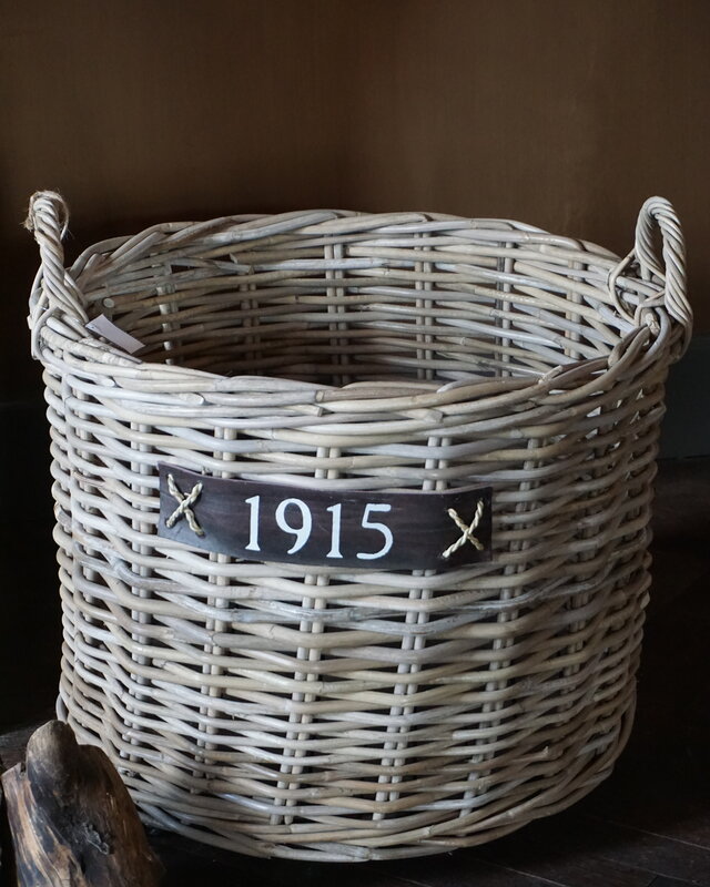 Rene Houtman Haardmand Rotan Grijs Met Wielen D60xH48 cm