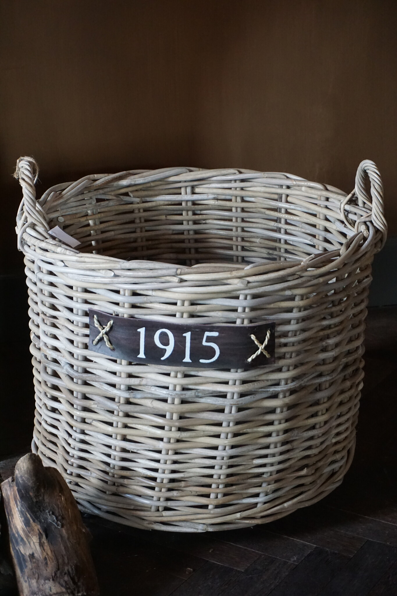 Rene Houtman Haardmand Rotan Grijs Met Wielen D60xH48 cm