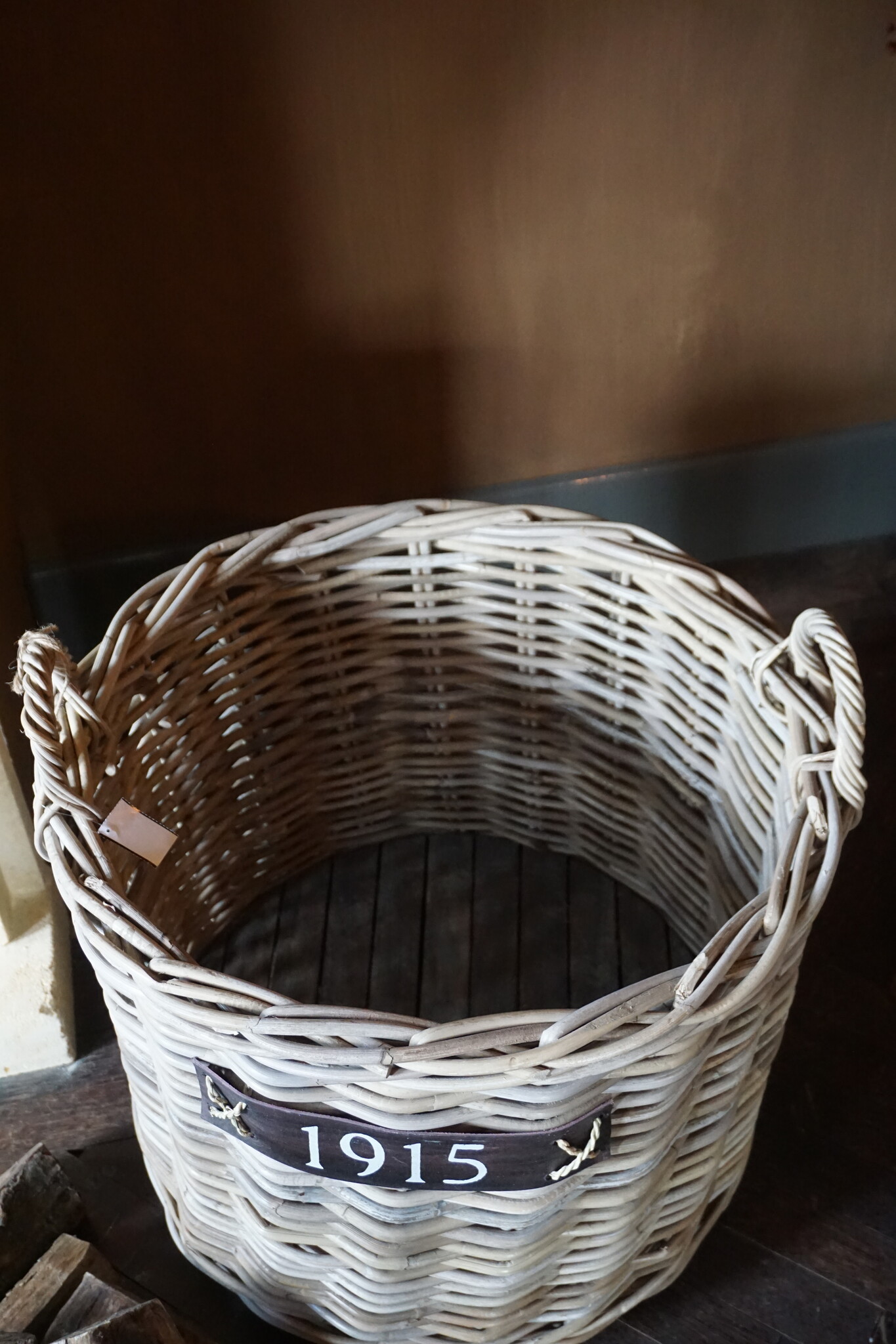 Rene Houtman Haardmand Rotan Grijs Met Wielen D60xH48 cm