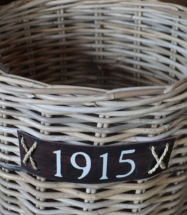 Rene Houtman Haardmand Rotan Grijs Met Wielen D50xH42 Cm