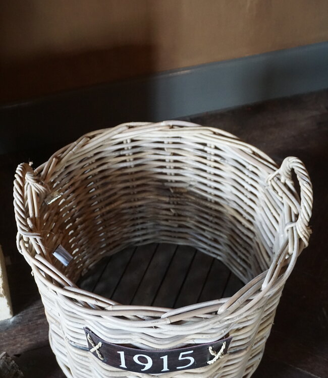 Rene Houtman Haardmand Rotan Grijs Met Wielen D50xH42 Cm