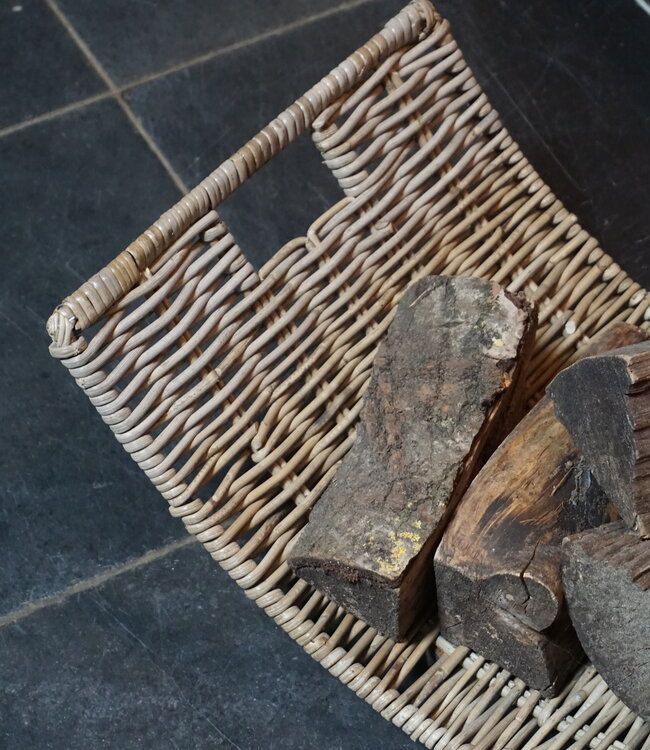 Rene Houtman Haardmand Rotan Grijs Schotel | H60xB35xD21 cm