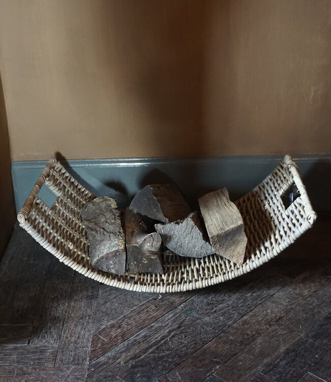 Rene Houtman Haardmand Rotan Grijs Schotel | H60xB35xD21 cm