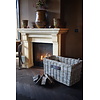 Haardmand Rotan Grijs Met Wielen | B78xD44xH42 cm
