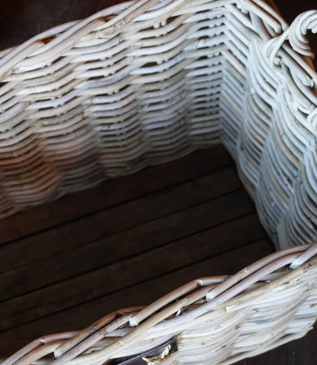 Rene Houtman Haardmand Rotan Grijs Met Wielen | B78xD44xH42 cm