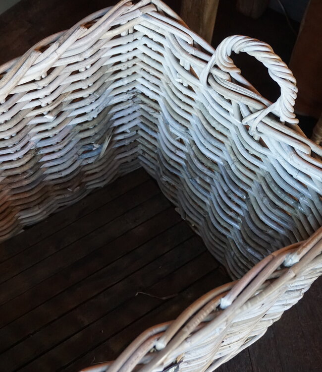 Rene Houtman Haardmand Rotan Grijs Met Wielen | B90xD55xH53 cm