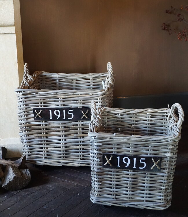 Rene Houtman Set Van 2 Haardmanden Rotan Grijs Met Wielen