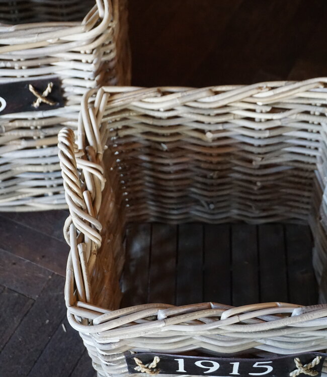 Rene Houtman Set Van 2 Haardmanden Rotan Grijs Met Wielen