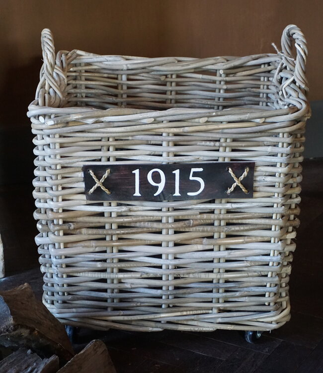 Rene Houtman Haardmand Rotan Grijs Met Wielen | H45xB50xD50 cm