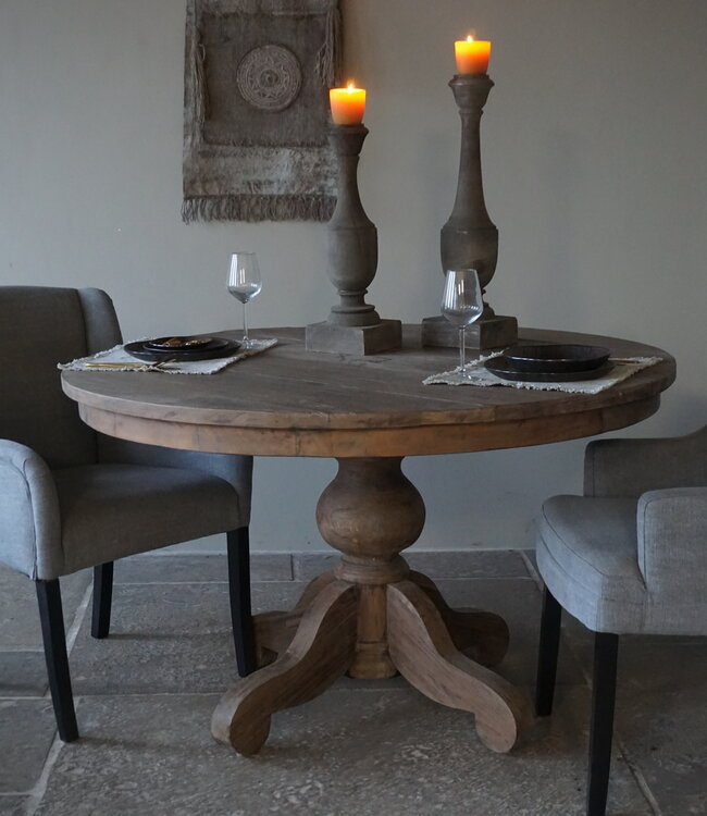 Rene Houtman Eetkamertafel Rond | Bruin | Ø130 cm x H78 cm