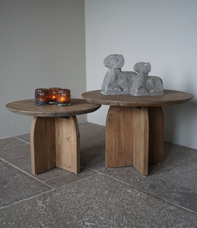 Rene Houtman Salontafel Hout Set Van 2 70&60 cm Naturel Grijs