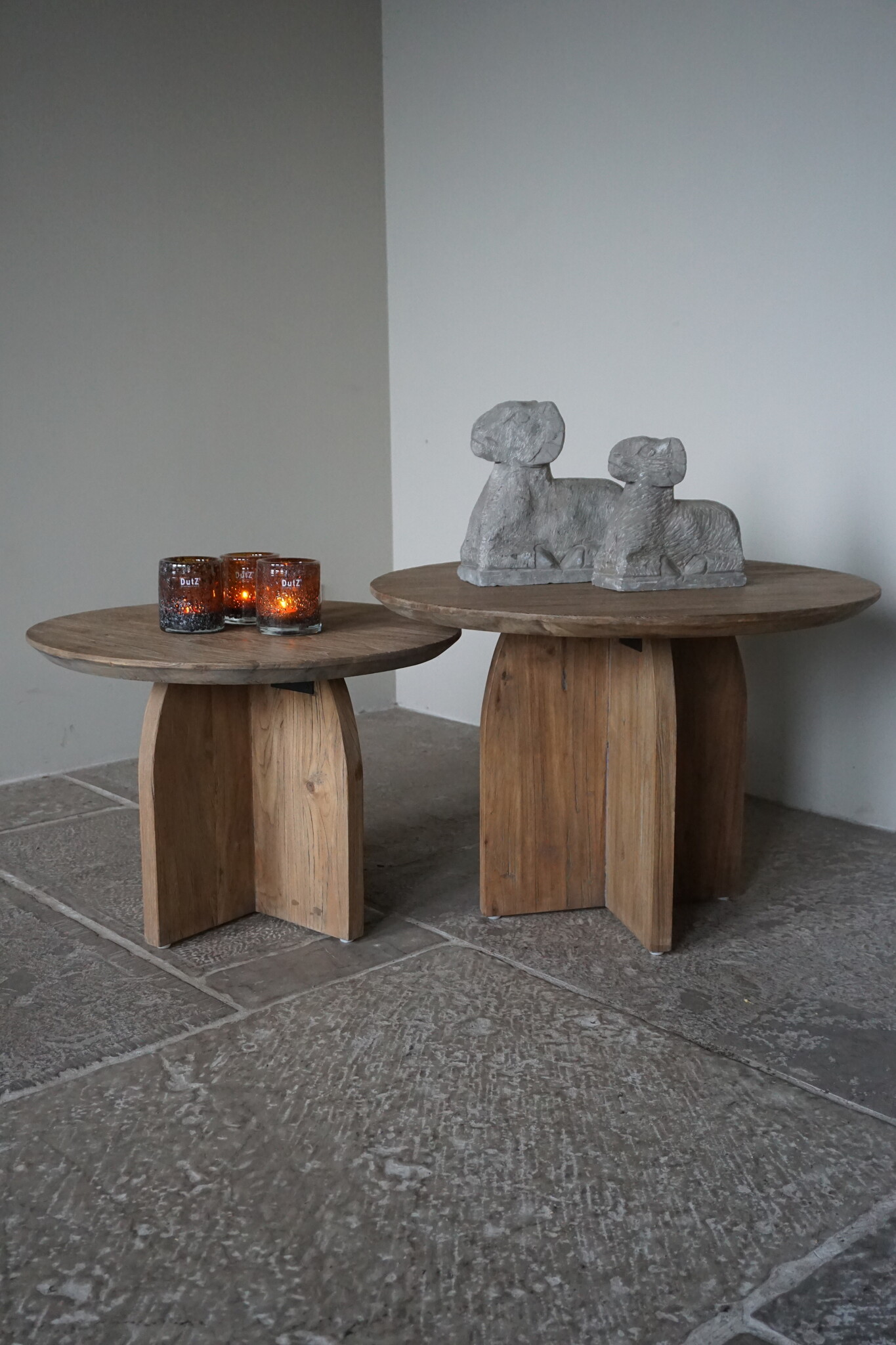 Rene Houtman Salontafel Hout Set Van 2 70&60 cm Naturel Grijs