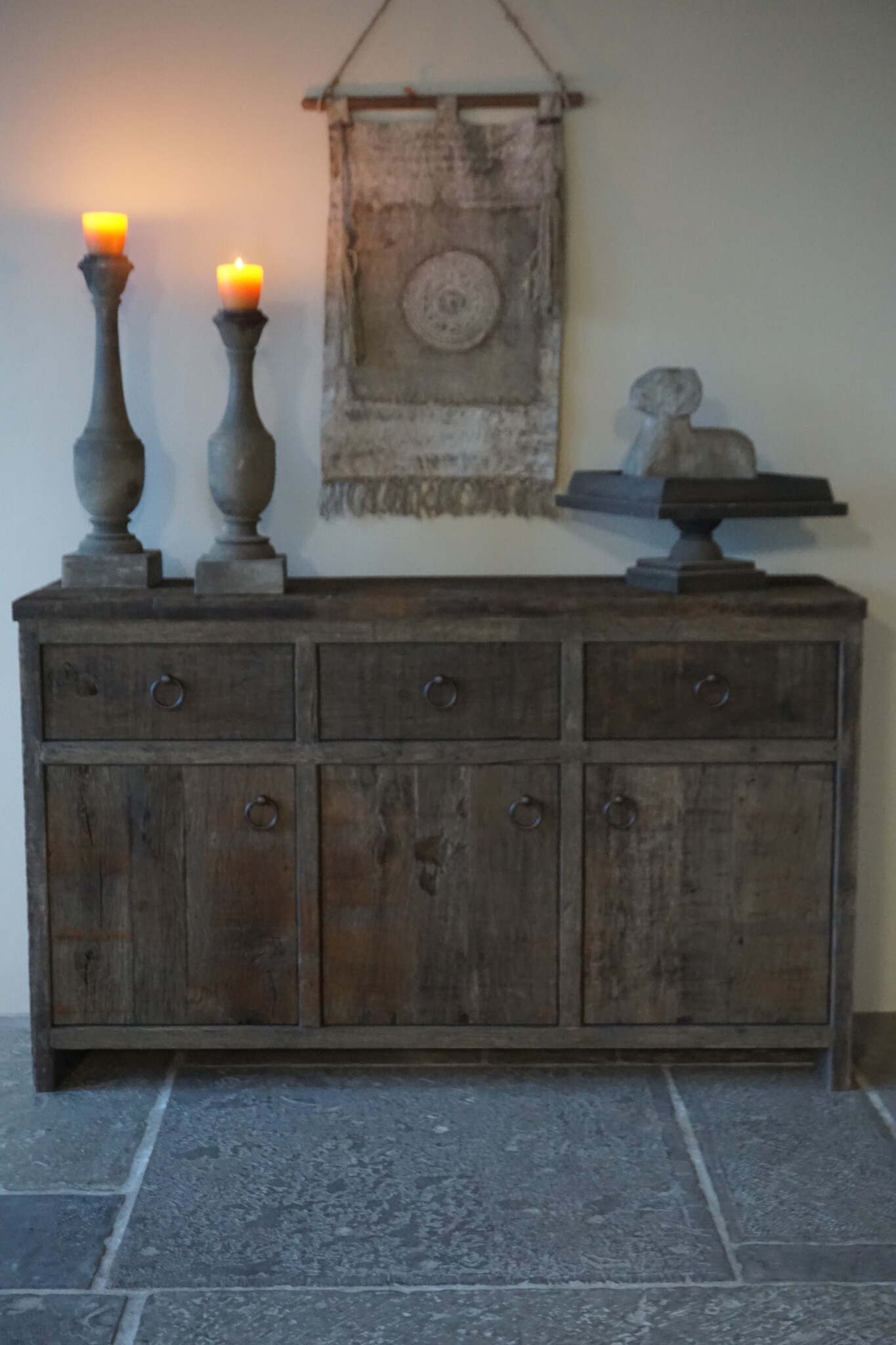Rene Houtman Sidetable Oud Eikenhout Geborsteld | H90xB150xD45 cm