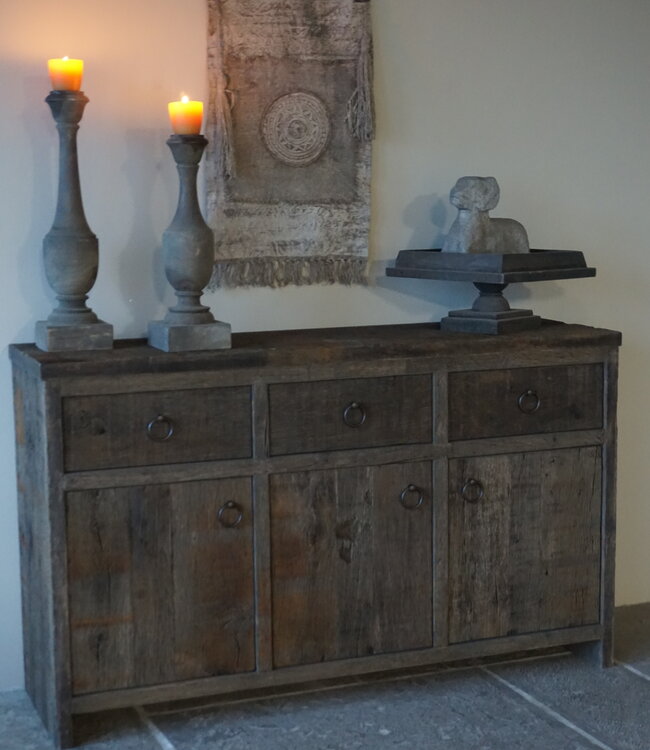 Rene Houtman Sidetable Oud Eikenhout Geborsteld | H90xB150xD45 cm