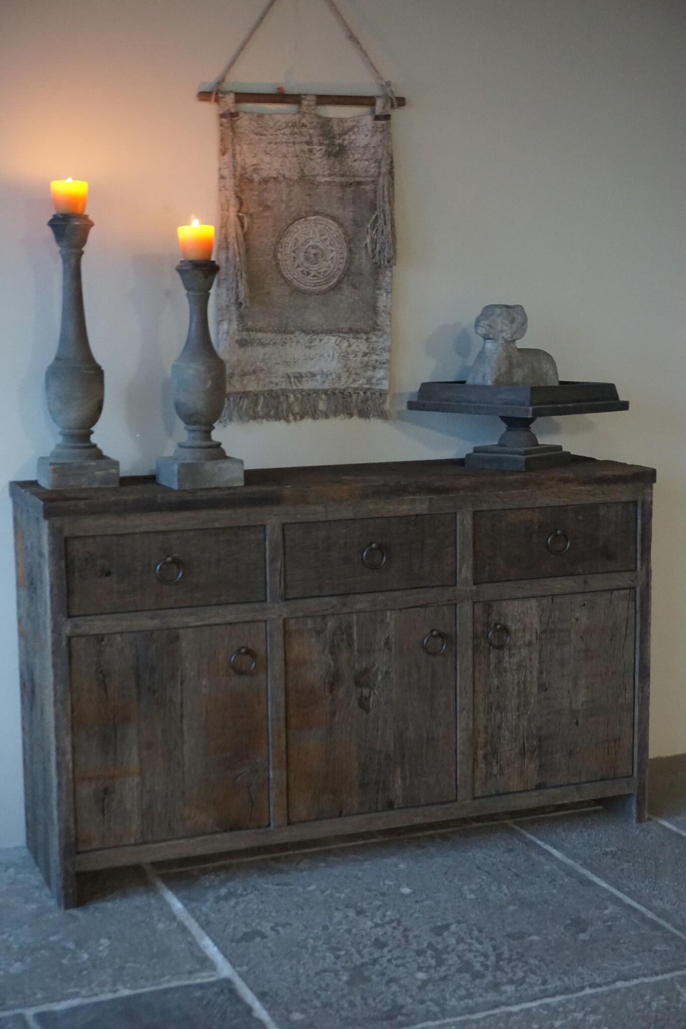 Rene Houtman Sidetable Oud Eikenhout Geborsteld | H90xB150xD45 cm