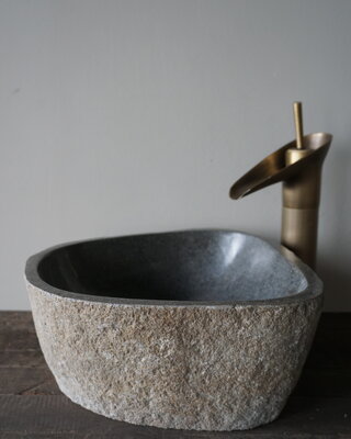 Rene Houtman Medium Stenen Waskom + Spoelgat B30xD30xH14 cm
