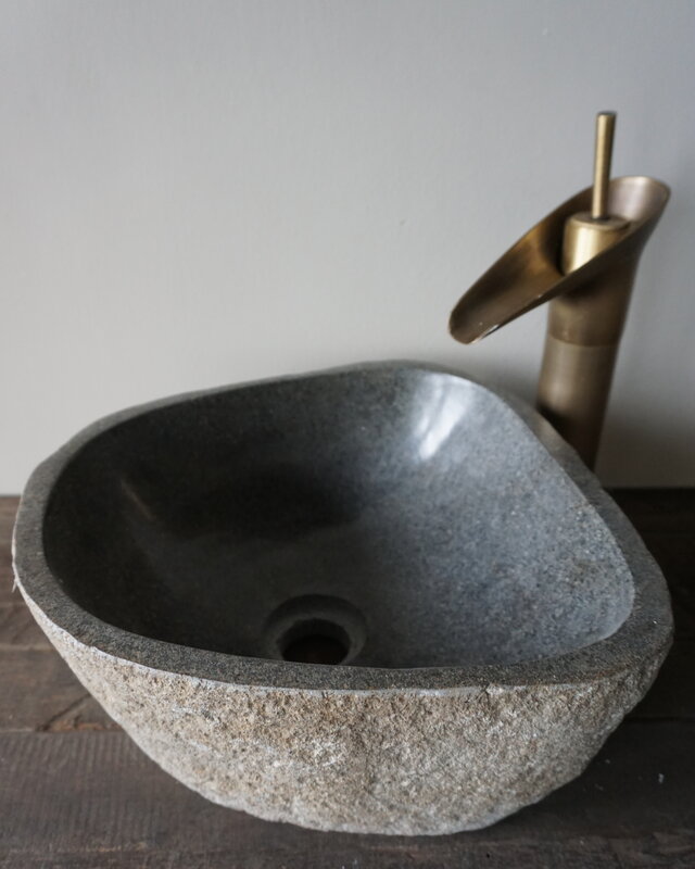 Rene Houtman Medium Stenen Waskom + Spoelgat B30xD30xH14 cm