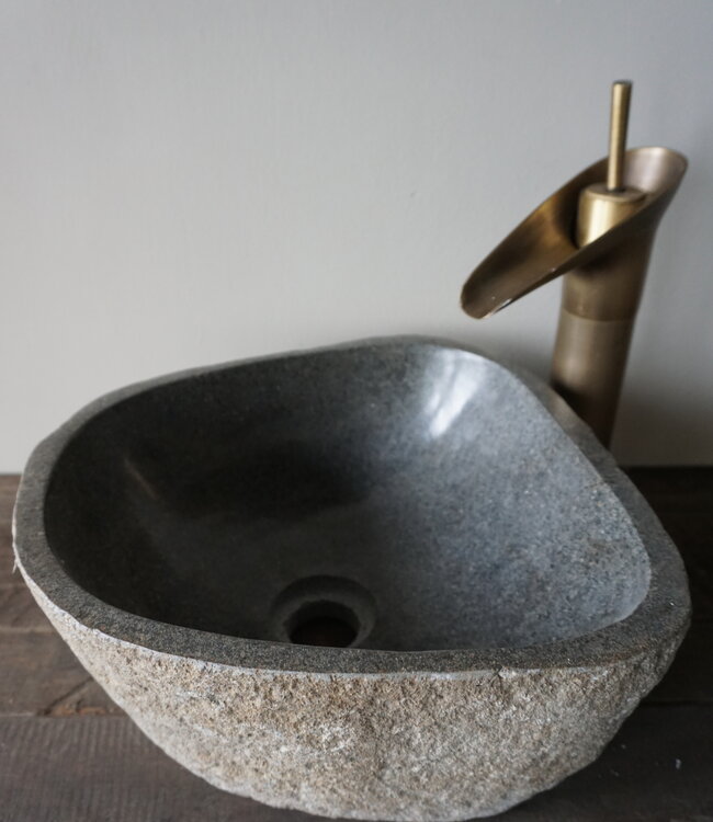 Rene Houtman Medium Stenen Waskom + Spoelgat B30xD30xH14 cm