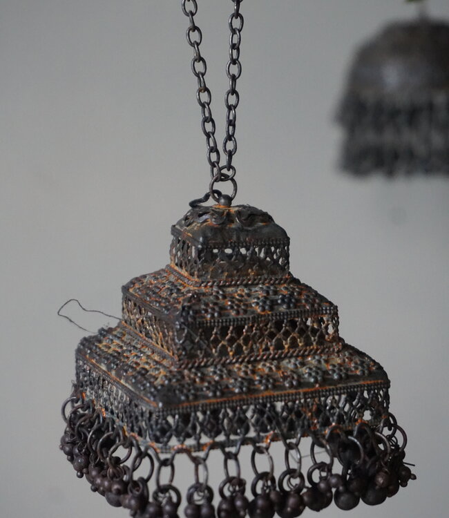 Rene Houtman Metalen Verweerde Hanger | India | Vierkant  | L18 cm