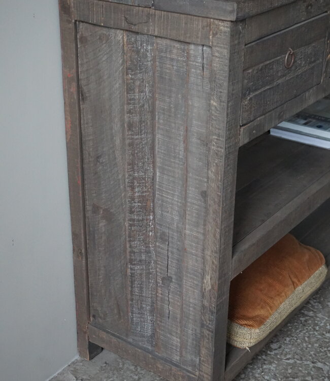 Rene Houtman Sidetable | Oud Hout | 3 Lades | H91,5 x B121 x D40 cm