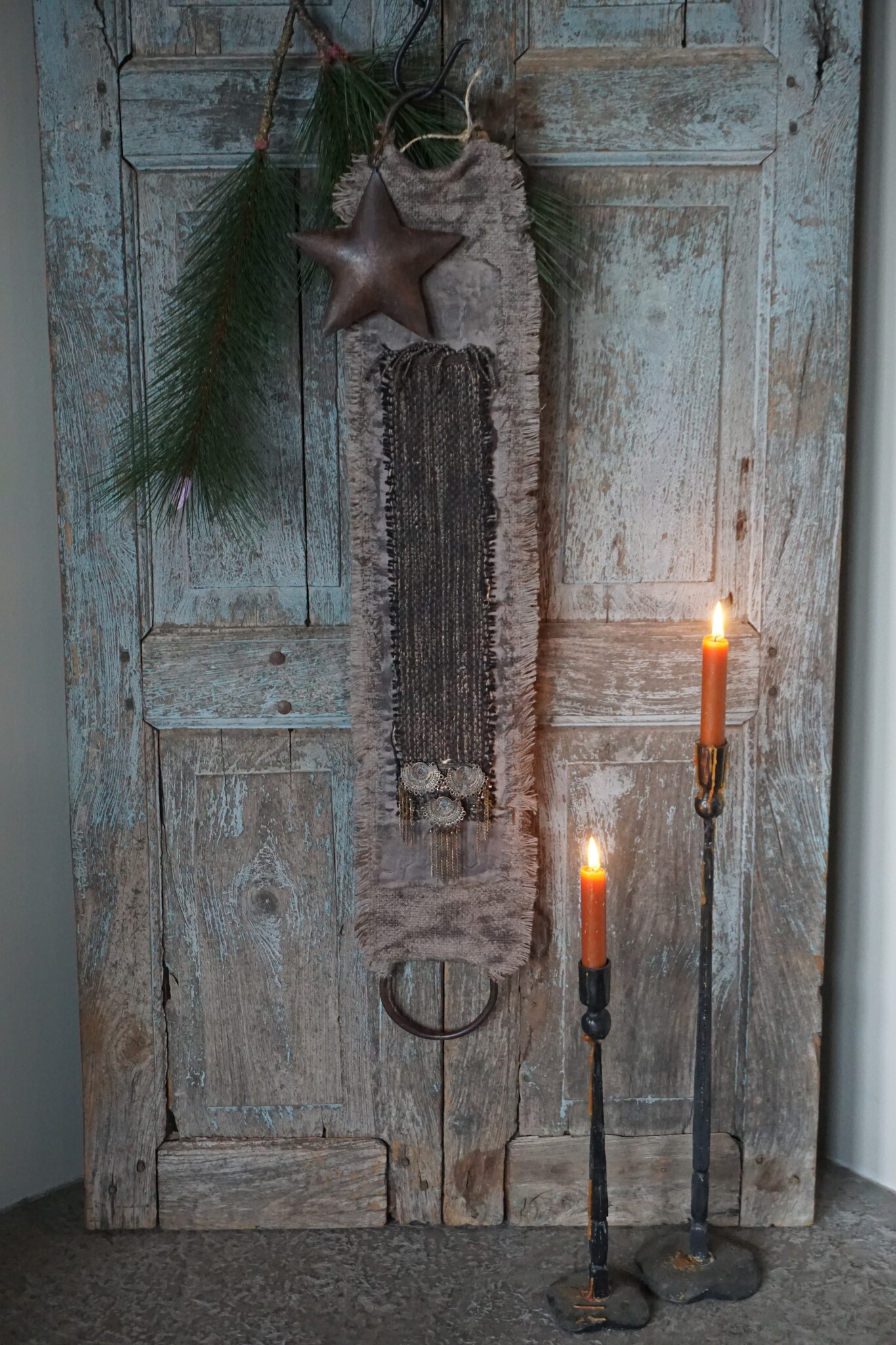 Rene Houtman Deurhanger Met Kerstster En Franjes | L19 X B18 cm
