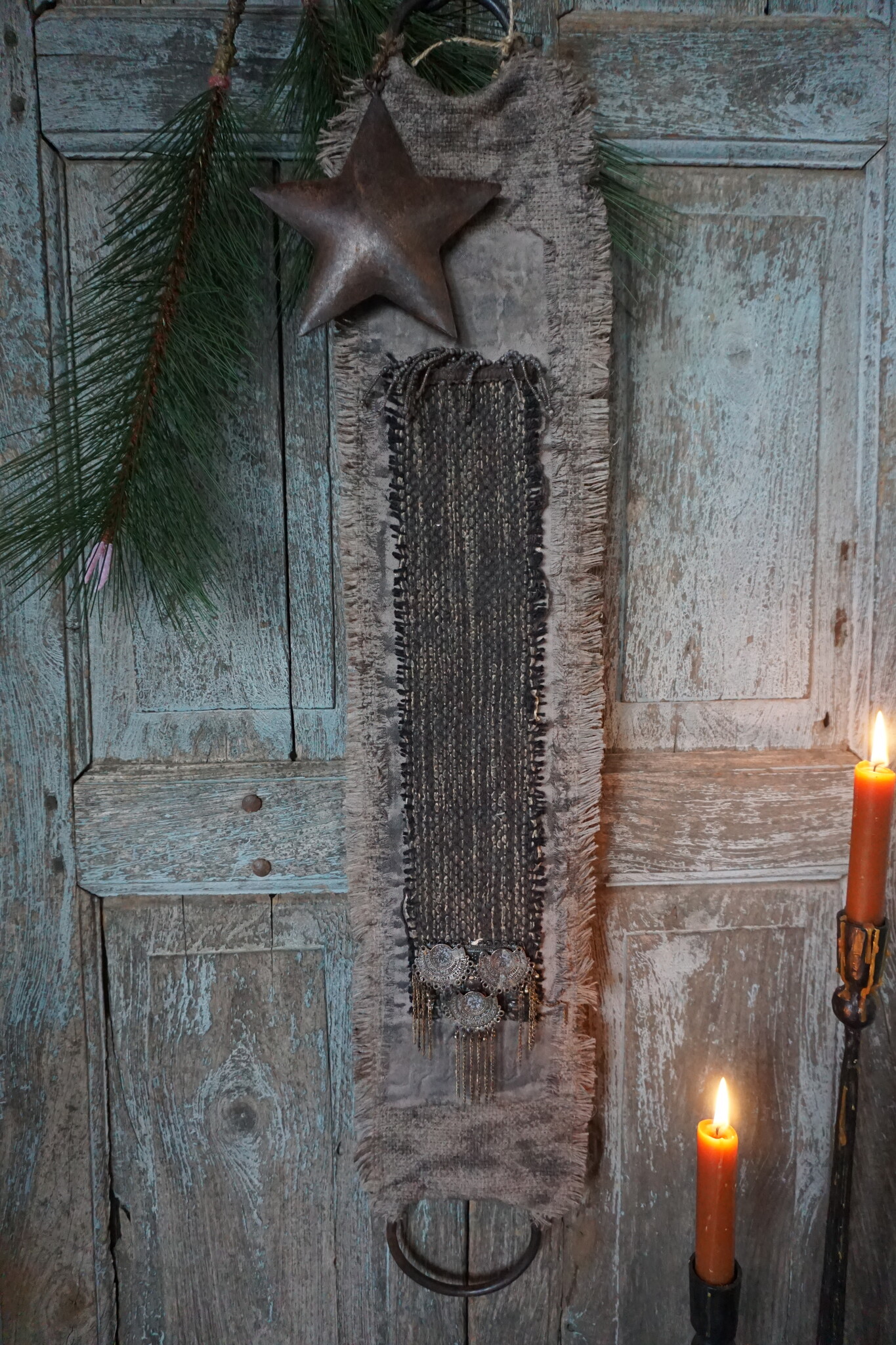 Rene Houtman Deurhanger Met Kerstster En Franjes | L19 X B18 cm