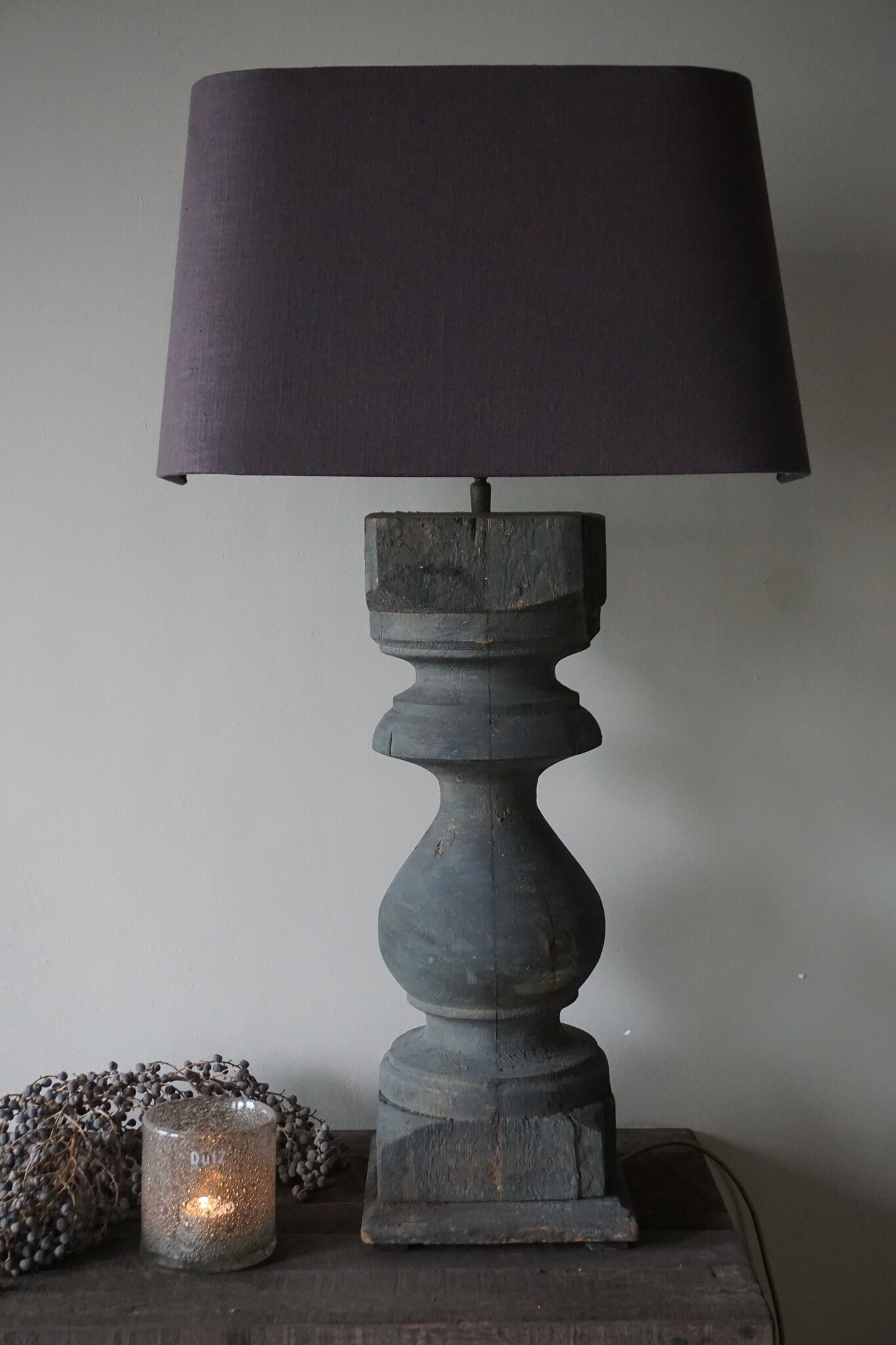 Aura Peeperkorn Balusterlamp Oud Hout Robuust 65 cm