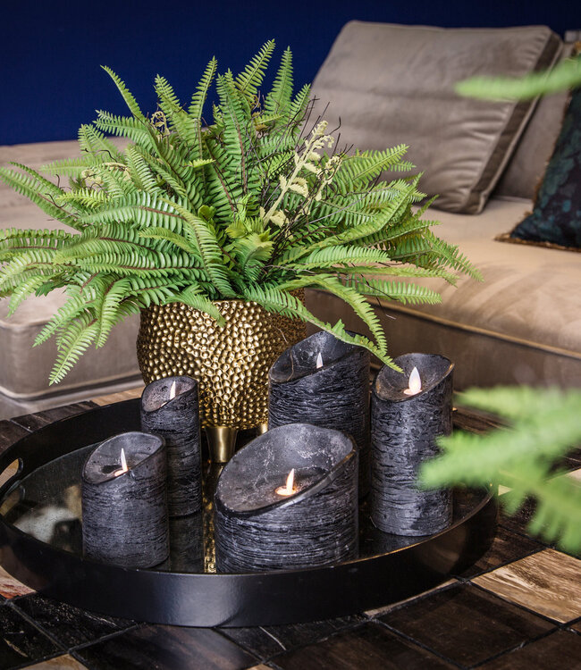 PTMD LED Lichtkaars Met Beweegbare Vlam Rustiek Zwart S