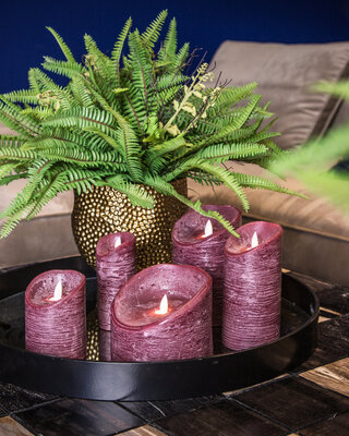 PTMD LED Lichtkaars Met Beweegbare Vlam Rustiek Bordeaux XS