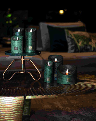 PTMD LED Lichtkaars Met Beweegbare Vlam Rustiek Groen XL